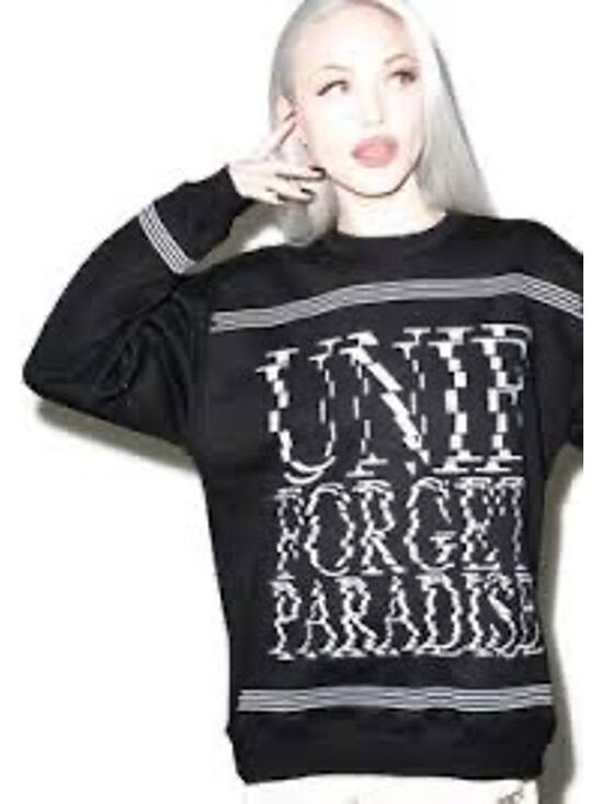 Unif Tops - UNIF ‘Forget Paradise’ Pullover Crewneck Sweatshirt - Size Large - Black & White